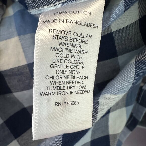 Express Blue & White Check Large 16-16.5 Fitted Men's Button Down Shirt - Picture 6 of 11
